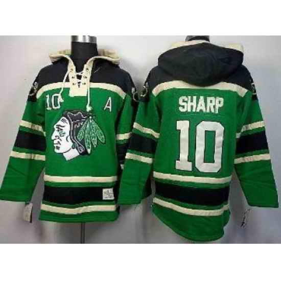 Chicago Blackhawks 10 Patrick Sharp Green Lace-Up Hoodies